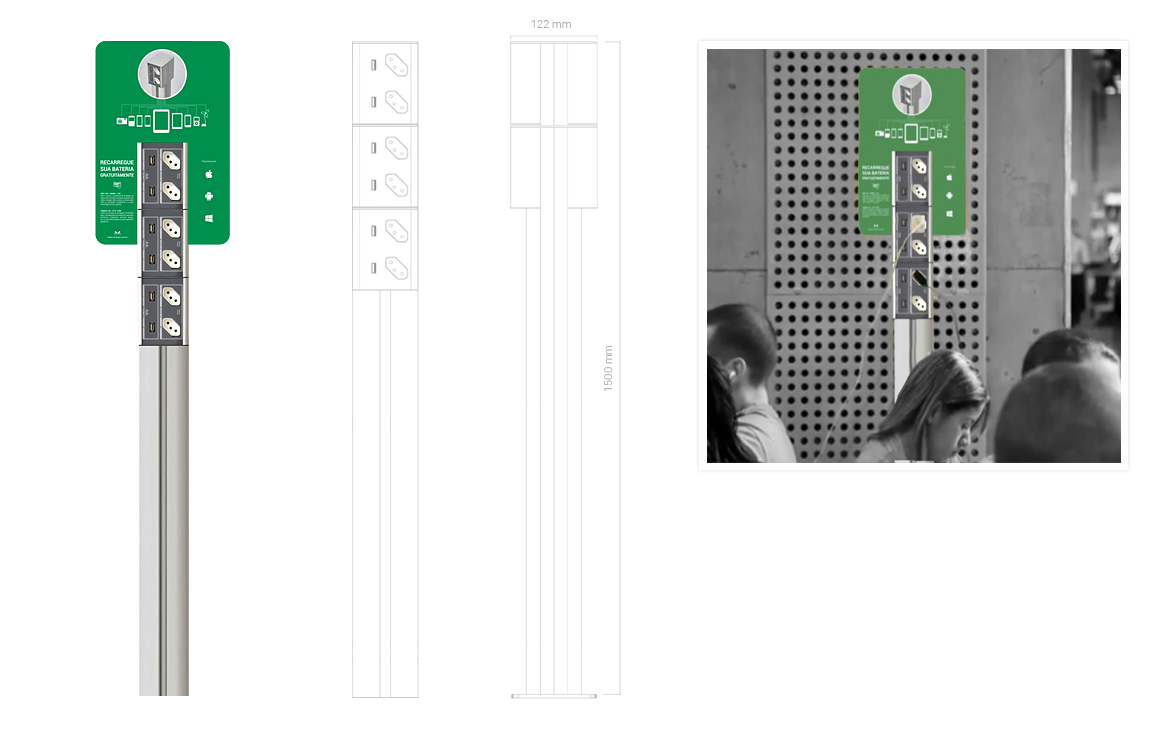 VCHARGER - Totem Carregador Coletivo de Parede