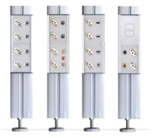 coluna articulada FROG conexões energia USB e rede